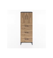 Hyperion Dolap 2 Raflı 3 Çekmeceli 2 Kapaklı 60x44x163 Antrasit-Çam