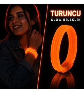 Turuncu Kalın Glow Bileklik – Kırılarak Yanan Parti ve Festival Bilekliği