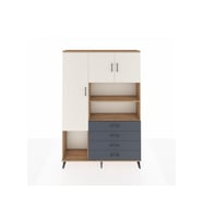 Arges Dolap 7 Raflı 4 Çekmeceli 3 Kapaklı 132x30x195 Çam-Aytaşı/Antrasit