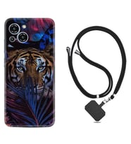 Reeder S23 Max Pro Kılıf Resimli Boyun Askılı İpli Desenli Silikon Flowers Tiger 1319