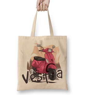 Vespa Classic Life is A Journey Vespa Lover Bez Çanta Uzun Saplı