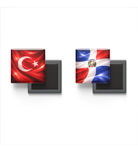 Buzdolap Magnetleri - Dominik Cumhuriyeti Bayrağı ve Türk Bayrağı - 2'li Set Magneti