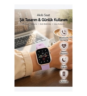 Bluetooth Aramalı Akıllı Saat Nabız Ölçer Uyku Takibi ve Akıllı Bildirim Özellikli