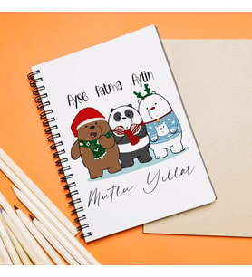 Wee Bears & Yılbaşı & Mutlu Yıllar Tasarımlı Defter Kişiye Özel