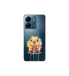 Redmi 13C ile Uyumlu Splash Kapibara Tasarımlı Şeffaf Silikon Kılıf