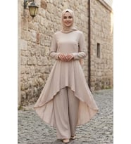 Kadın Tesettür Asimetrik Tunik Pantolon Takım