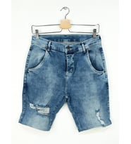 SikSilk Distressed Erkek Kot Şort Mavi