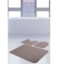 Unicolor Düz Vizon 3'lü Banyo Paspası Halısı Seti Yıkanabilir Klozet Takımı (Siyah)