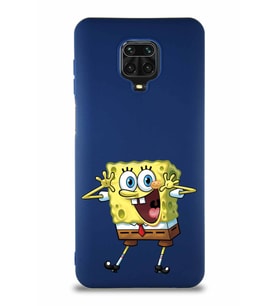 Xiaomi Redmi Note 9 Pro Soft Premier Kapak Sünger Bob Tasarımlı Silikon Kılıf - Lacivert (Şeffaf)