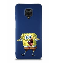 Xiaomi Redmi Note 9 Pro Soft Premier Kapak Sünger Bob Tasarımlı Silikon Kılıf - Lacivert (Şeffaf)