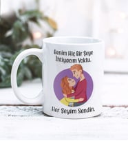 Sevgililer Günü Herşeyim Tasarımlı Kupa Bardak (Beyaz)