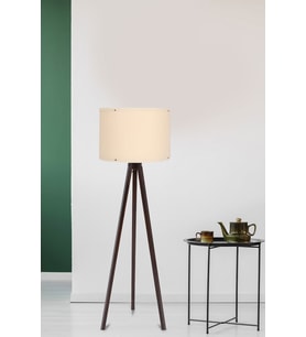 Mdf Tripod Lambader Ahşap Ayaklı Abajur Krem Kahve LY524