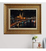 Gold Altın Kalın Çerçeveli Paspartulu Tablo vvb599