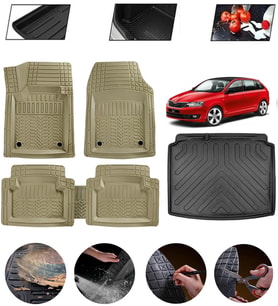 Skoda Rapid Spaceback 2012 Sonrası Uyumlu Paspas Araca Özel Bagaj Havuzu MBS Bej
