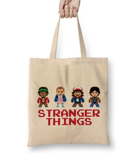 Simplified Stranger Things Pixellated Kids Bez Çanta Uzun Saplı