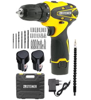 Steiner Germany Technology 36 V Metal Şanzıman Çift Akülü Şarjlı Vidalama Matkap + 24 Parça Set Sarı
