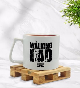 BK Gift Kişiye Özel Walking Dad Tasarımlı Middle Beyaz Kupa Bardak Model 1