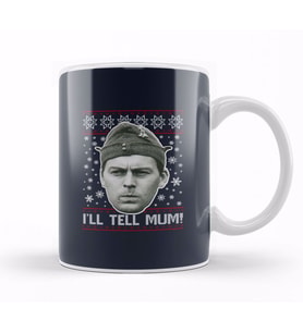 Dads Army Pike Tell Mum Christmas Knit Pattern Kupa Bardak Porselen
