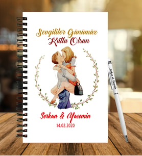 Sevgililer Gününe Özel Ahşap Defter Kalem Hediye Seti 26