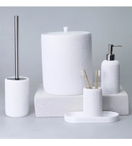 By Selim Natural Beyaz 5 Parça Polyester Banyo Seti