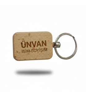 Kişiye Özel Mini Dikgörtgen Ahşap Anahtarlık – Ünvan ve İsim Soyisim Yazılı Lazer Gravür Anahtarlık – Kurumsal & Özel Tasarım