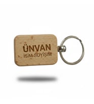 Kişiye Özel Mini Dikgörtgen Ahşap Anahtarlık – Ünvan ve İsim Soyisim Yazılı Lazer Gravür Anahtarlık – Kurumsal & Özel Tasarım
