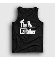 Presmono Unisex Beyaz The Catfather Hediye Kedi Babası Atlet 534489tt (Siyah)