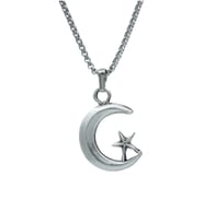 Ay Yıldız Örme Zincir Kolye - Gümüş Kaplama - Erkek Kadın Kolye - No:1341