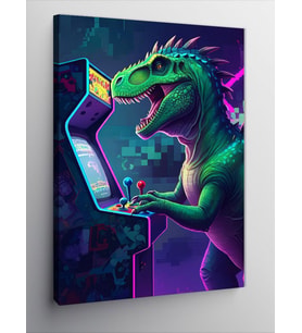 Kanvas Tablo Oyun Makinesi Dinozor
