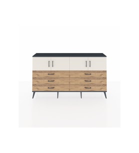 Arges Konsol 2 Raflı 6 Çekmeceli 4 Kapaklı 176x30x99 Antrasit-Aytaşı/Çam