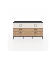 Arges Konsol 2 Raflı 6 Çekmeceli 4 Kapaklı 176x30x99 Antrasit-Aytaşı/Çam