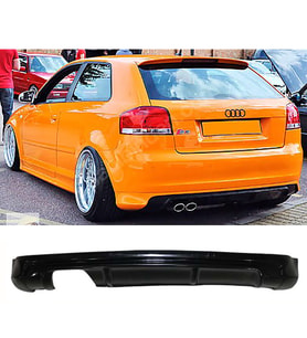 Audi A3 8P Arka Ek 2 Kapı Uyumlu Plastik Mat Siyah Karlık 2004-2008 Arka-difizör-bodykit-ek-karlık