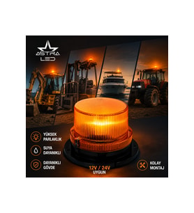 Traktör İş Makinesi Forklift Dönerli Tepe Lambası 12 - 24 V Büyük Boy 2 Modlu