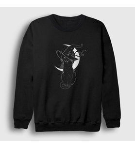 Presmono Unisex Siyah Halloween Cat Kedi Sweatshirt 288251tt