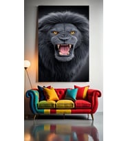 SİYAH ASLAN V22 Ev Duvar Salon Güzellik Salonu Ofis Dükkan Dekarasyon Kanvas Tablo (Çok Renkli)