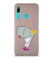 Huawei P Smart 2019 Soft Premier Kapak Pearl Yengeç Tasarımlı Silikon Kılıf - Pudra (Şeffaf)
