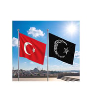 TRY Raşel Kumaş Bayrak ve Türkiye Cumhuriyeti Alpaka Kumaş Bayrak 2'li set 70x105