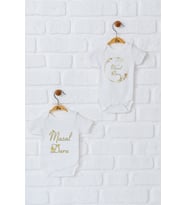 Pia Baby Premium %100 Pamuk İsme Özel Organik Baskılı İkili Set Çıtçıtlı Bebek Body Zıbın Modelleri 5080-17 (Ekru)