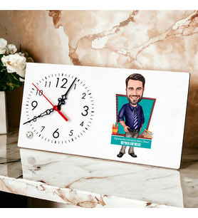 Kravatlı Öğretmen Hediyelik Karikatürlü Masa Saati