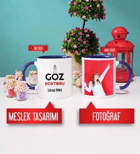 Göz Doktoru Kupa Bardak Lacivert Fotoğraflı