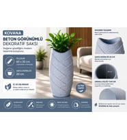 KOVANA - BETON GÖRÜNÜMLÜ DEKORATİF SAKSI