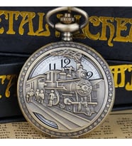 Steampunk Kuvars Hollow Tren Zincirli Köstekli Cep Saati