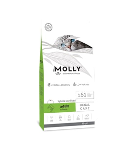 Molly Renal Care Hipoalerjenik Somonlu Düşük Tahıllı Kısırlaştırılmış Kedi Maması 15 kg