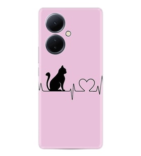 Vivo V29 Lite Kılıf Desenli Silikon Pink Cat Heart 1303