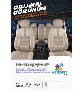 Ford Connect Mk2 Phantom Bej Tay Tüyü Ticari 2+1 Oto Koltuk Kılıfı Tam Set -Ortopedik-Kolay Montaj-Terletmez 2013 - 2022