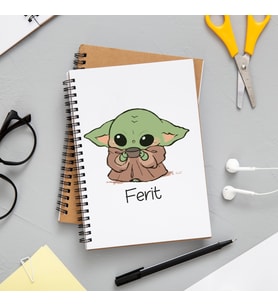 Baby Yoda Tasarımlı  Defter Kişiye Özel