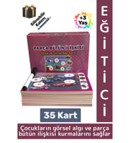 Eğitici Çocuk Görsel Algı Beceri Geliştirici Silinebilir Kalem 35 Kart Parça Bütün İlişkisi 3-6 Yaş