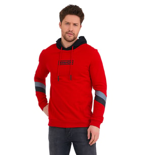 Existence Baskılı Kapüşonlu Sweat (Kırmızı)
