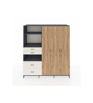 Kronos Dolap 12 Raflı 4 Çekmeceli Tek Askılı 220x59x243 Antrasit-Çam/Aytaşı