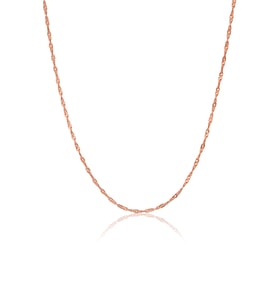 925 ayar Gümüş Rose kaplama Singapur Model Zincir 40 cm